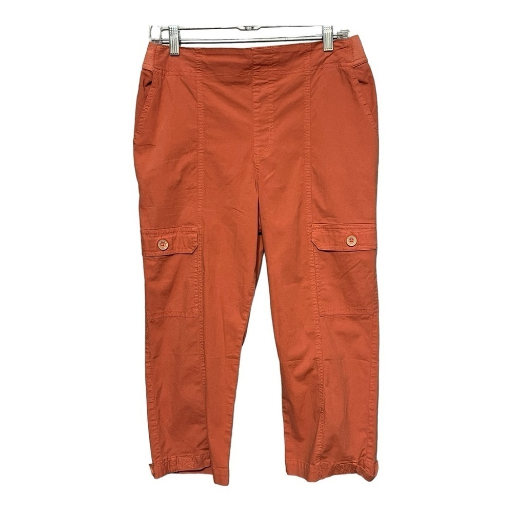 Soft Surroundings Harper Cropped Cargo Pants Orange Petite High-Rise Medium